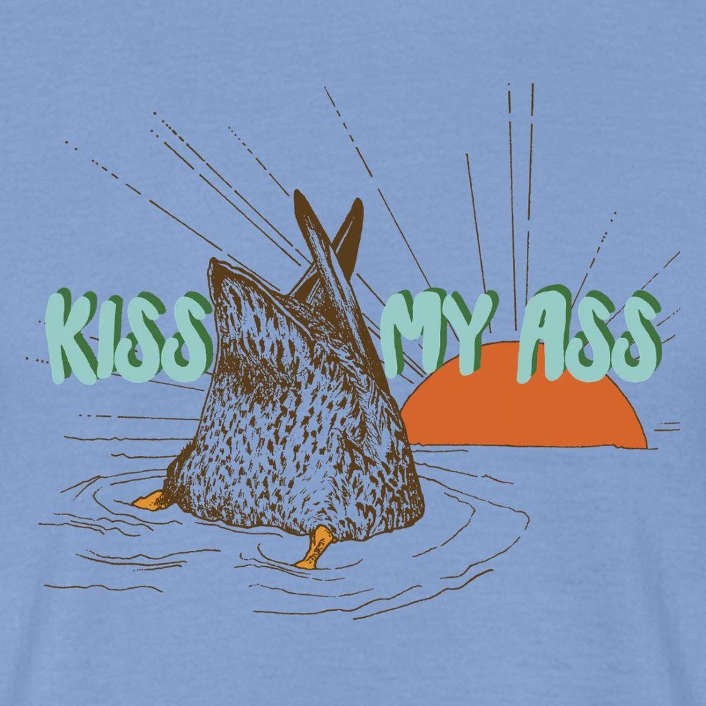 Spreadshirt Kiss My Ass | Freche Ente Humor Männer T-Shirt, S, Carolina Blue