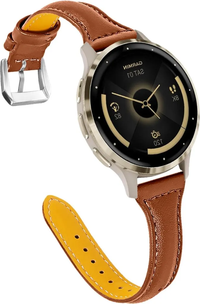 Cinturino Luxury Slim Pelle Marrone per Huawei e Garmin 18mm