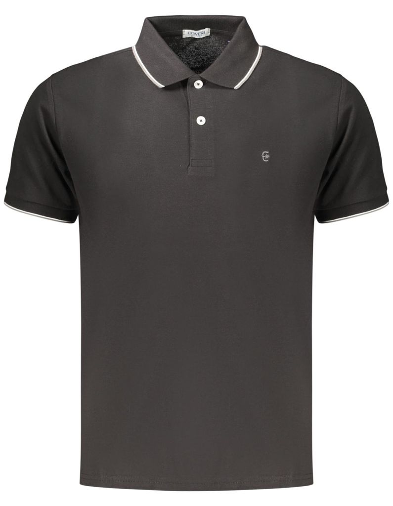 Schickes Herren-Kurzarm-Poloshirt in Schwarz mit feinen Details