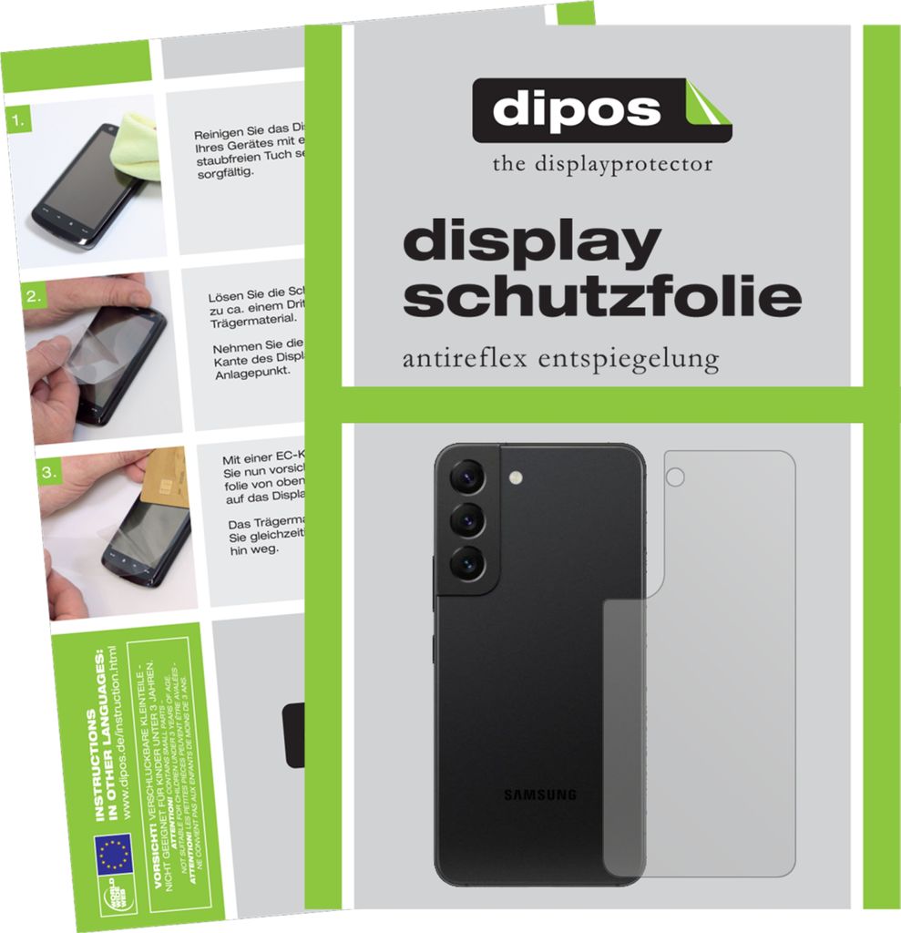6x Schutzfolie für Samsung Galaxy S22 Plus Rückseite matt Displayschutzfolie Folie Display Schutz dipos