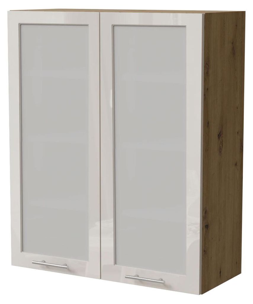XL Küchenhängeschrank BRERRA 80x96cm 2-türig Glas lackiert Farbe wählbar BR-W4S/80 RAL 9001 creme Hochglanz eiche artisan