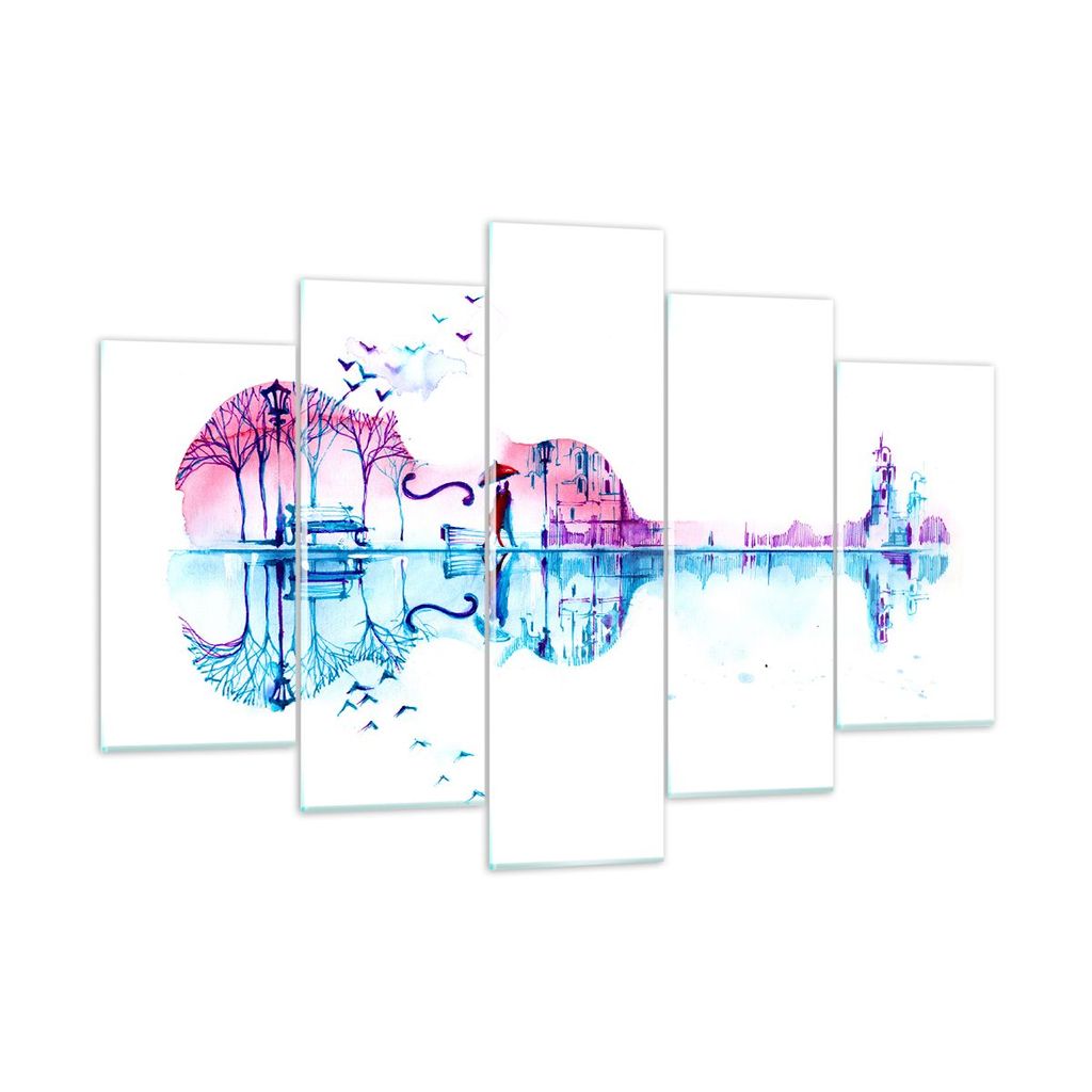 Bilder auf glas - Violine Walk regen Aktivitäten - 150x100cm - Glasbilder - Wandbilder - Kunstdruck - zum Aufhängen bereit - Wanddekoration aus G...