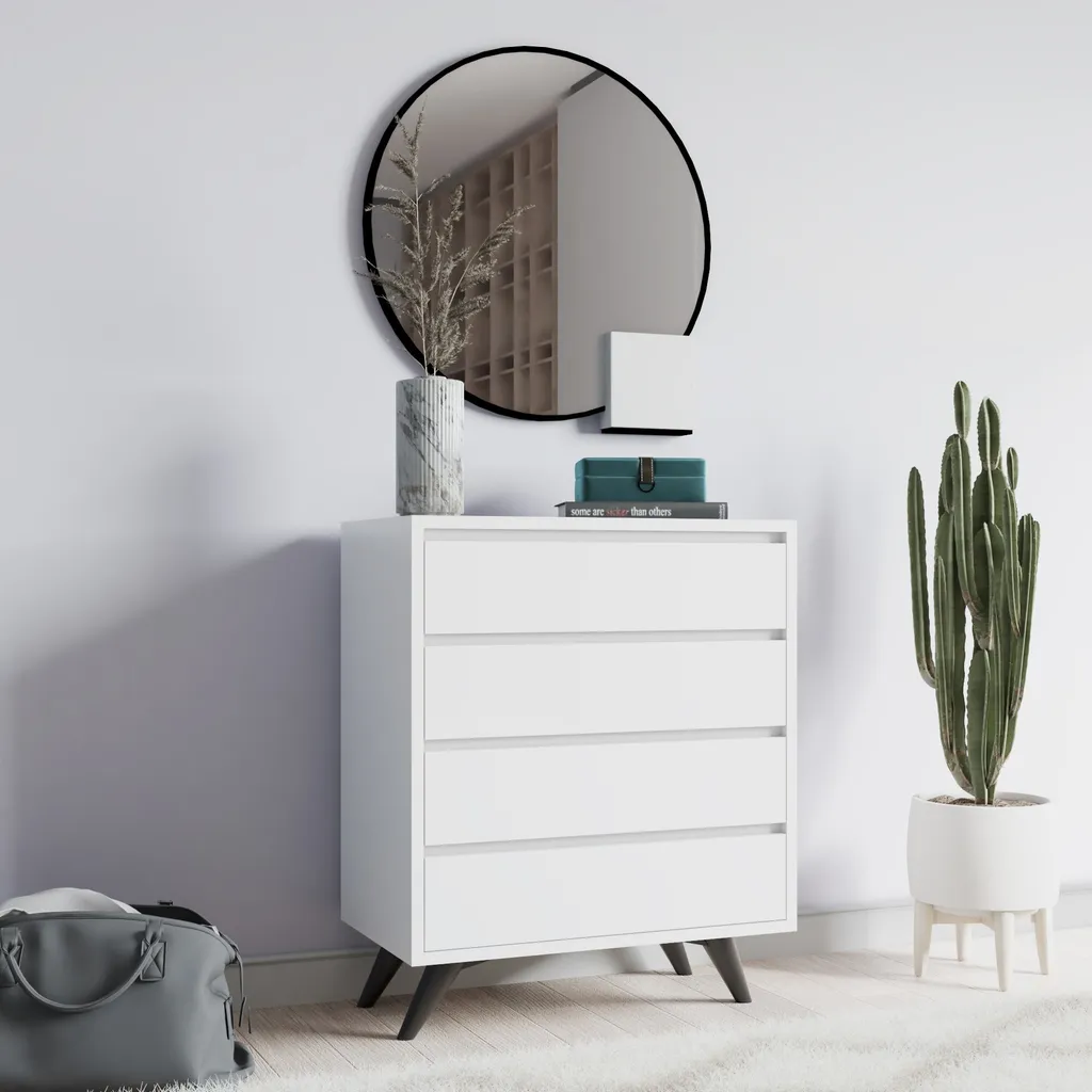 Commode Suvera : Solution Rangement Gain de Place Blanc - 86x70x40 cm - 2