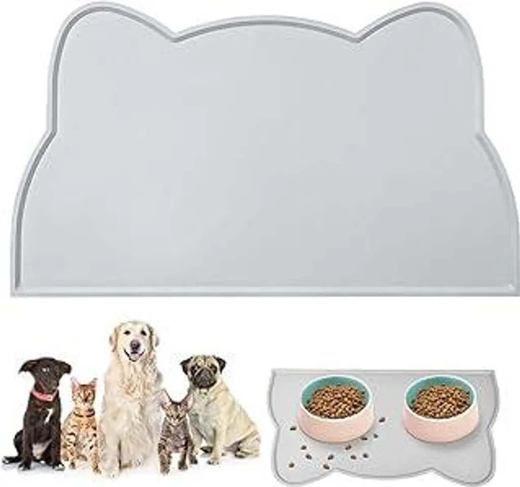 Elegante Tappetino Sottociotola in Silicone Grigio 44x25 per Cani e Gatti