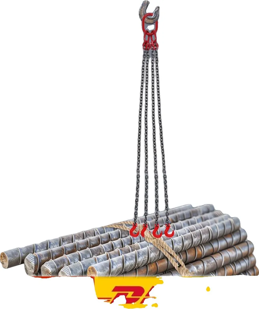 Élingue de levage 5 tonnes G80 - Chaîne acier 8mm coefficient 4:1 1.5m