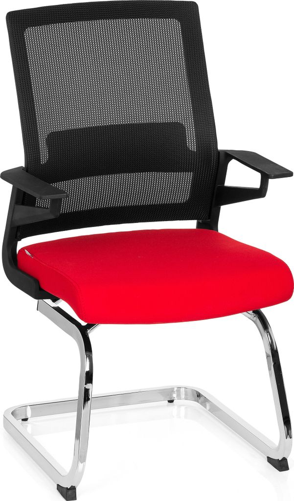 hjh OFFICE Freischwinger mit Armlehnen INVENTOR V Stoff / Netzstoff Stuhl für Büro Zuhause, Besucherstuhl Schwingstuhl bis 150 kg belastbar