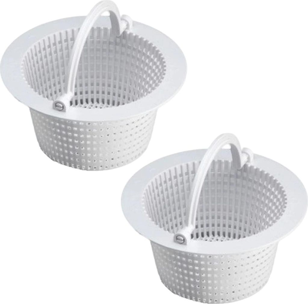 Runder Korb für Aufstellpool-Skimmer, mit Griff zum einfachen Herausnehmen, 2er-Packung – Durchmesser 16 cm – Weiß