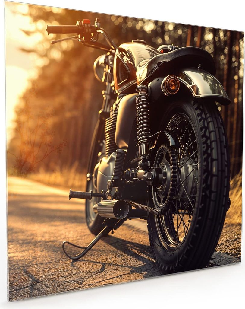 Küchenrückwand Spritzschutz Glas mit Motiv Motorradsonne 40 x 40 cm