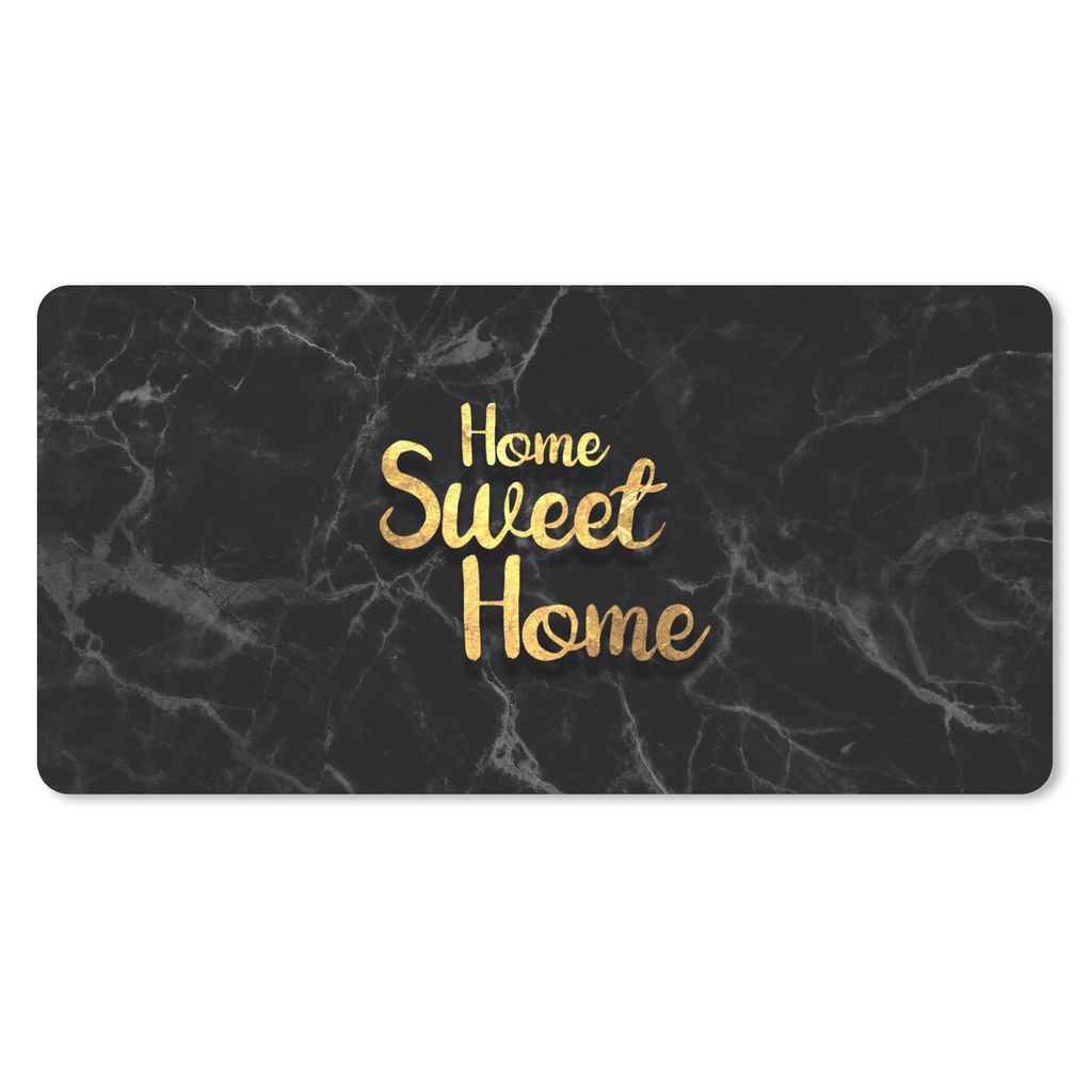MuchoWow Schreibtischunterlage Zitat - Zuhause - Marmor - Gold 80x40 cm - XXL Mauspad - Gaming Mauspad