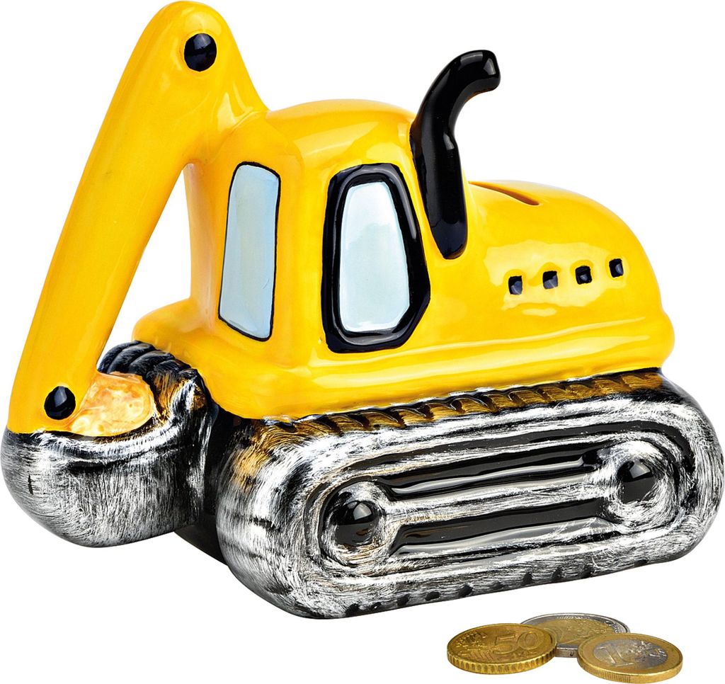 Tirelire pelleteuse 16x14x11cm céramique jaune Image du produit 