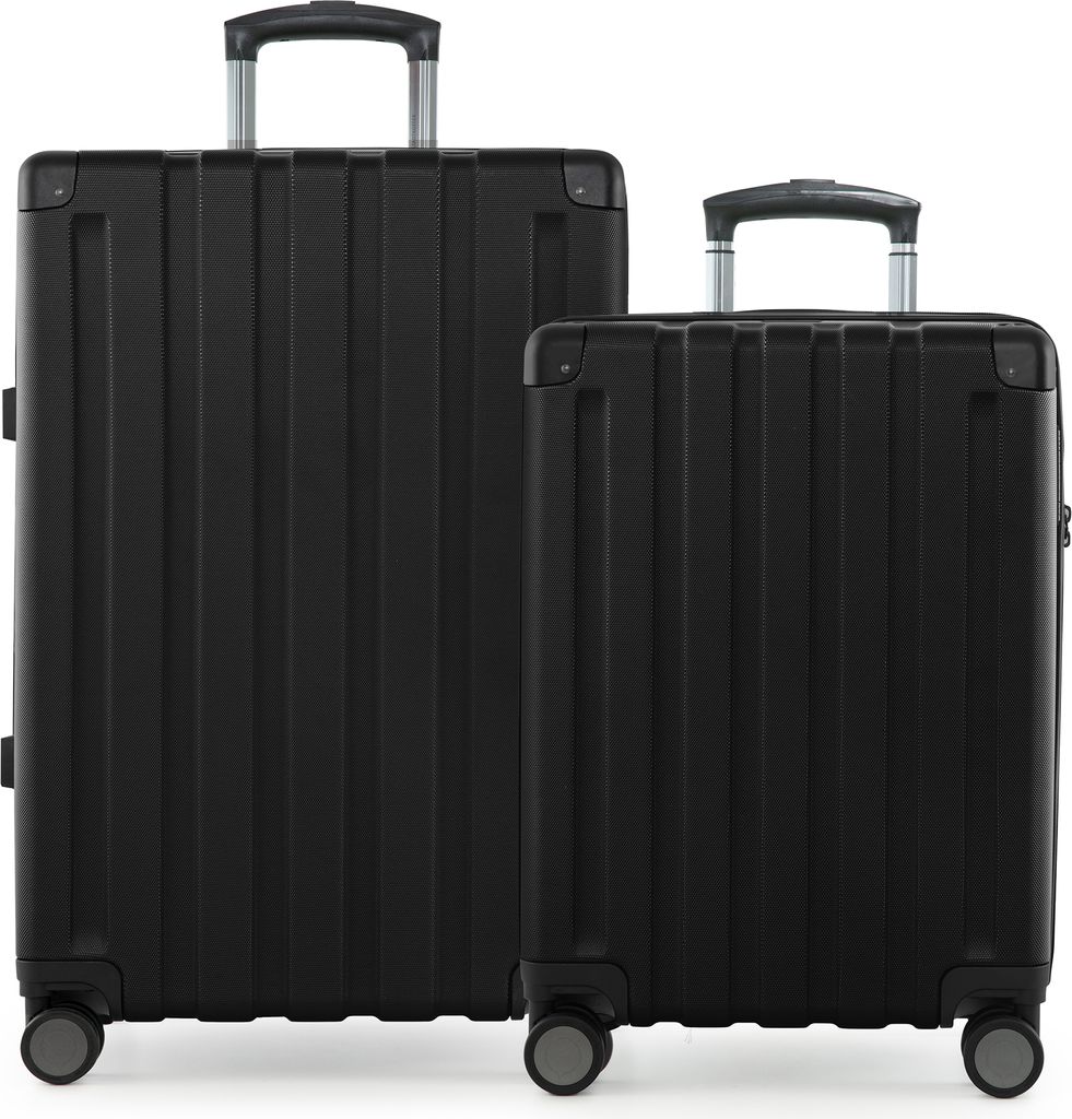 Q-Damm - 2er Koffer-Set Hartschalen-Trolleys mit Erweiterung 4 Doppelrollen, Koffer mit 4 Rollen, Bordkoffer + Check-In Gepäck, Hardshell Luggage,...