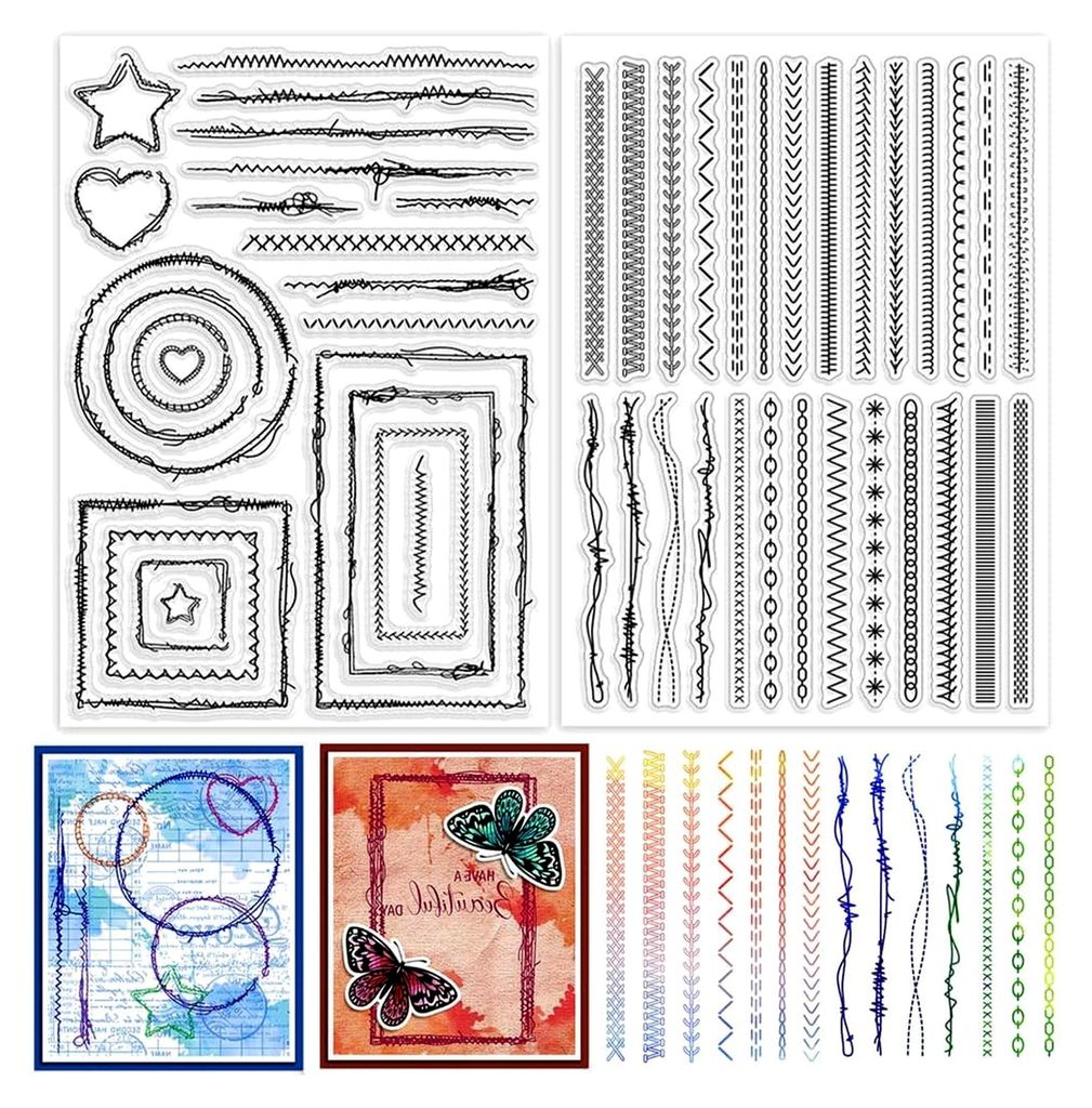 2 Bögen Klare Stempel 21x14,8cm Nähgarn Transparente Stempel Set für DIY Journal Scrapbooking Fotoalbum Kartenherstellung