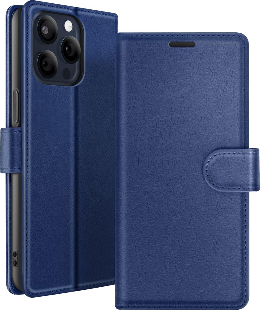 Zanaé, Portemonnaie Etui iPhone 15 Pro Max Ständer Magnetverschluss, Dunkelblau