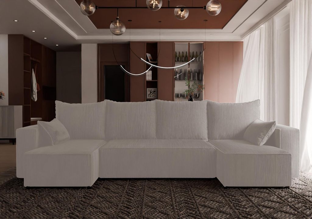 4ALL HOME Ecksofa mit Schlaffunktion Cordi U 316x145 cm - Couch - Sofa mit Bettkasten - Eckcouch - L-Form - Schlafsofa - Schlafsofa mit Bettkasten ...