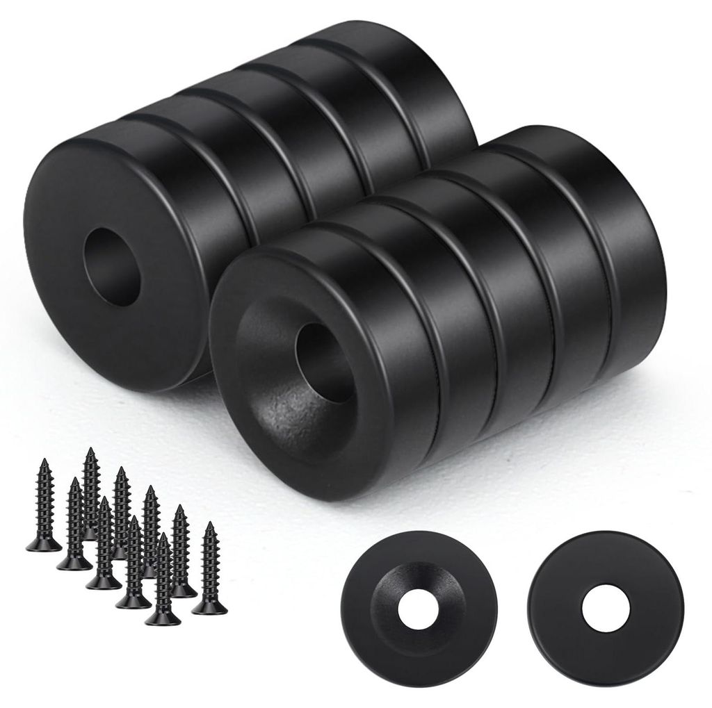 10 schwarze, runde Magnete, 10 x 3 mm Mini-Magnete mit Loch, Topfmagnete mit Schrauben für Kühlschrank, Whiteboard, Pinnwand, Büro und Bastelpro...