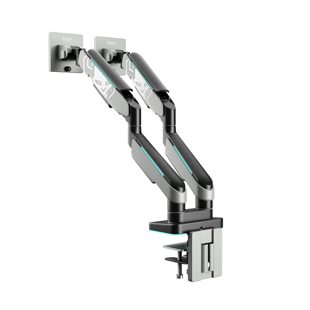 Support Écran LED RGB Double Bras Robuste Gris - Écrans de 17 à 49 Pouces
