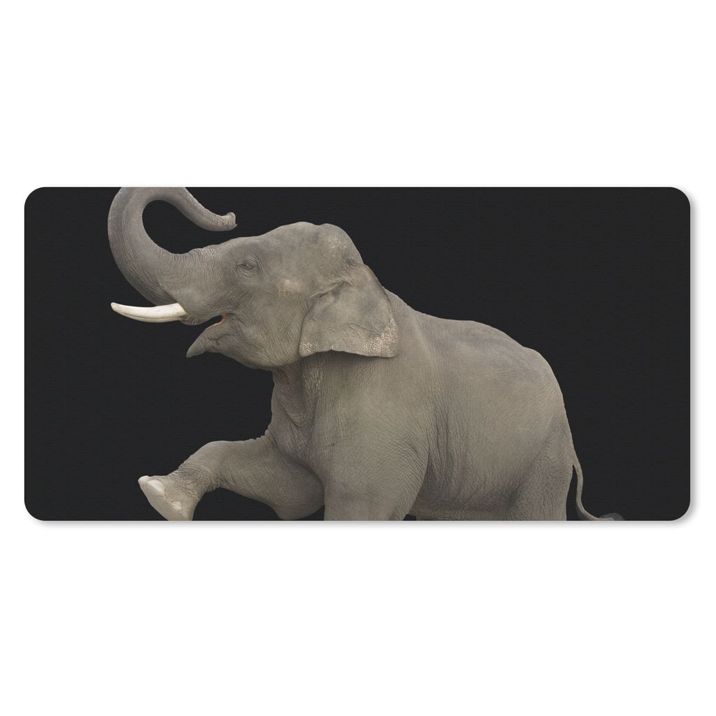 MuchoWow Mauspad Mousepad Elefant - Tiere - Schwarz - Porträt 60x30 cm - Mousepads - Maus Mat - Pad - Mausunterlage - Nachhaltig