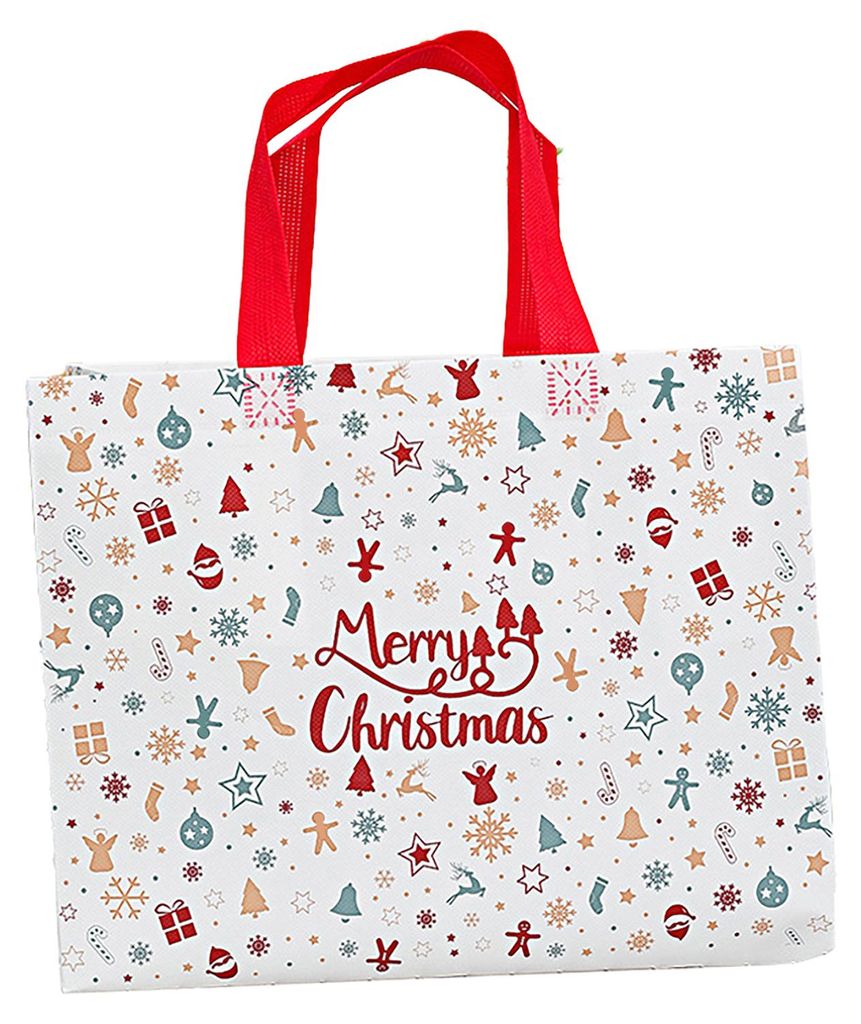 Große, wiederverwendbare Tragetasche mit Henkeln aus Vliesstoff für Weihnachtsgeschenke, ideal als Einkaufstasche für die Feiertage und Weihnach...