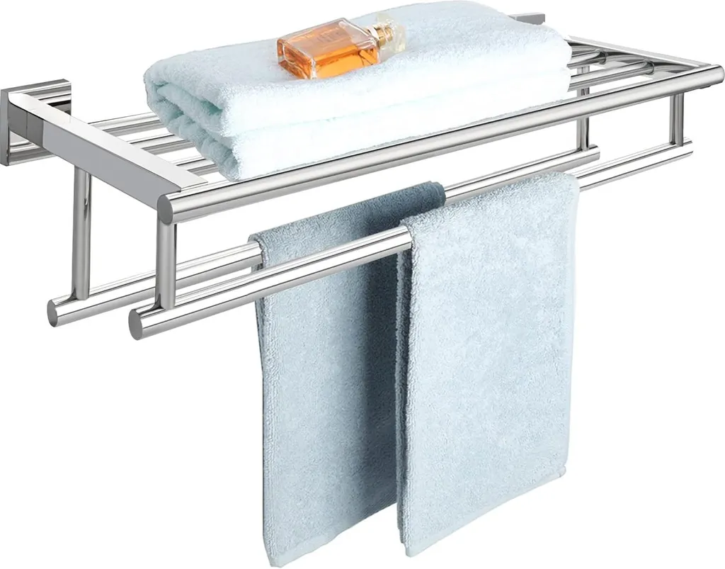 Porte-serviettes mural inox 60cm anti-rouille pour double séchage rapide