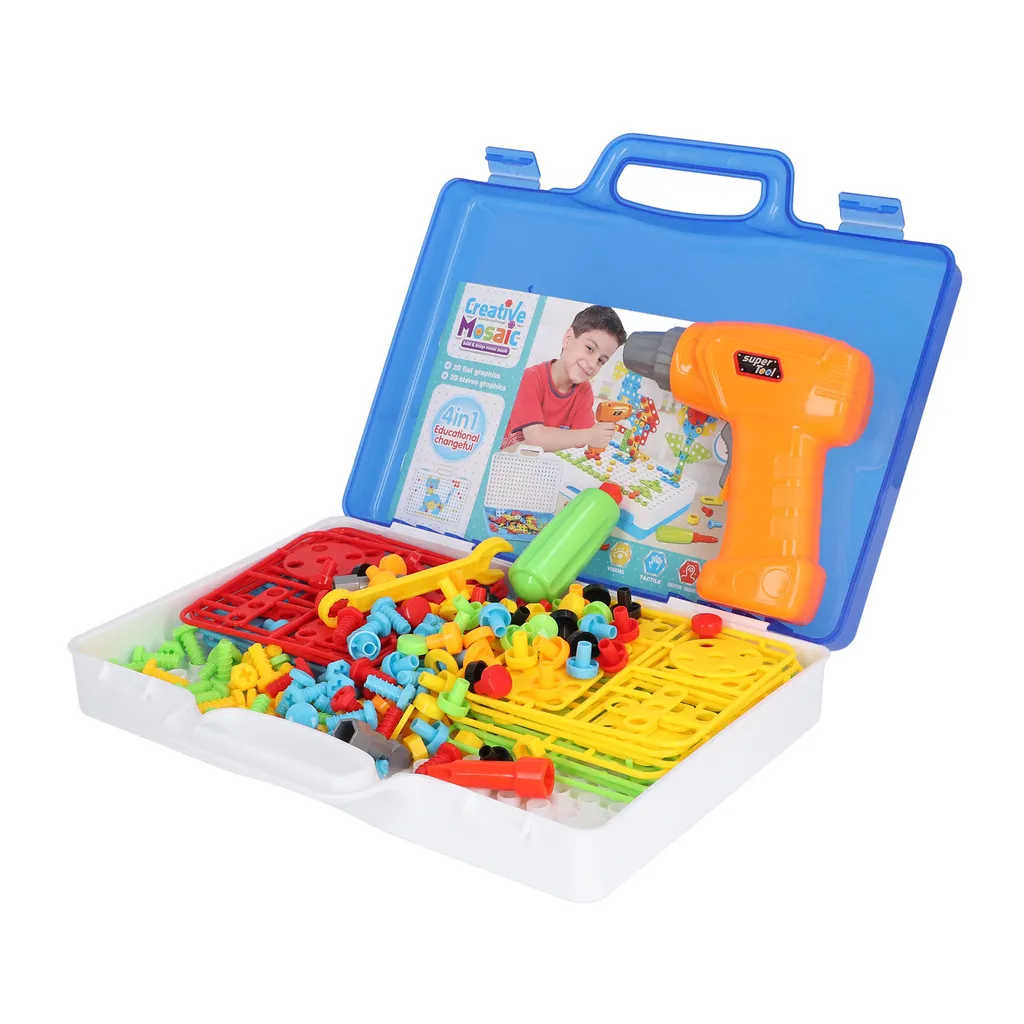 Jeu de construction avec perceuse pour enfant, mallette créative DIY - 5