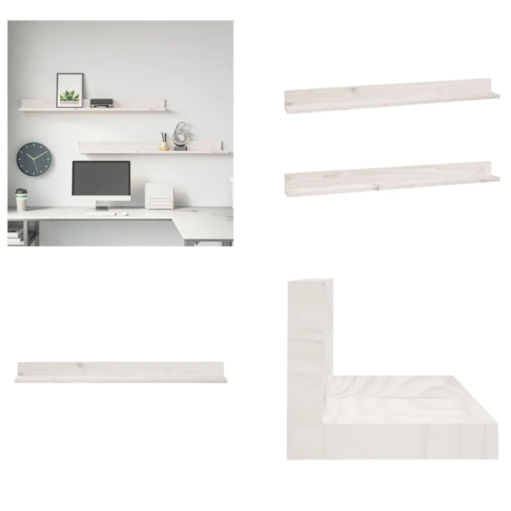 Scaffale da Appendere 110x11x9 cm Legno Pino Bianco vidaXL - 2 Pezzi