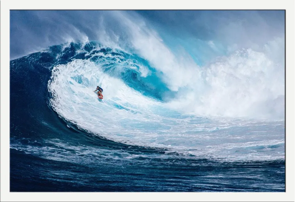 Poster Big Wave Surfing The Perfect Wave avec Cadre Shinsuke Blanc 61x91
