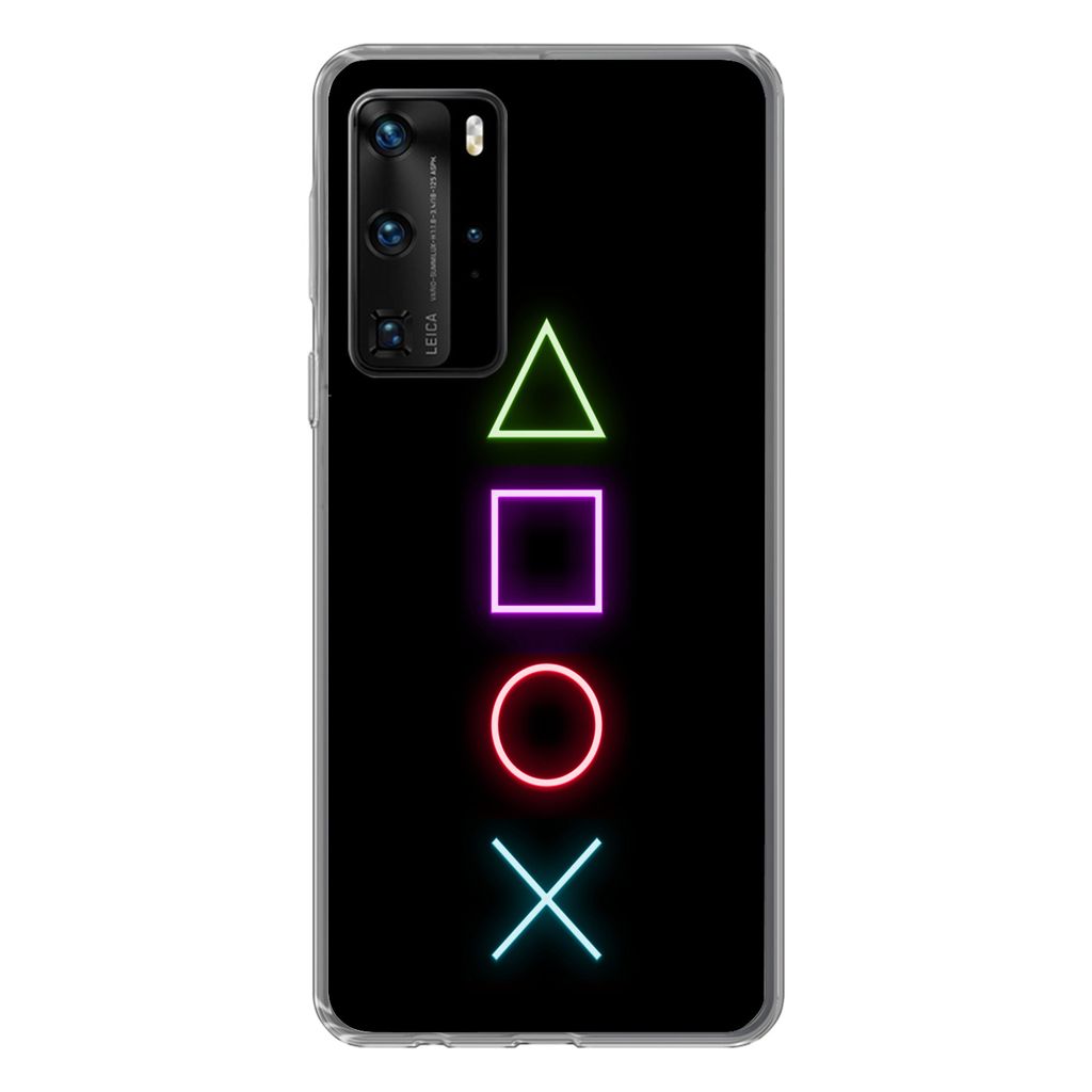 MuchoWow Handyhülle Schutzhülle Hülle für Huawei P40 Pro Gaming - Neon - Konsole - Schwarz - Controller - Gaming Silikon Softcase Handy Hüll...