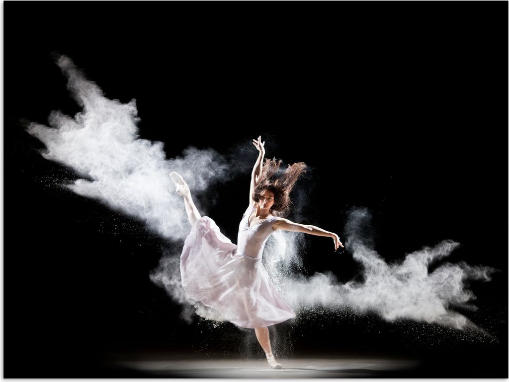 MuchoWow Poster Ballerina auf schwarzem Hintergrund 80x60 cm - Kunst für zu Hause