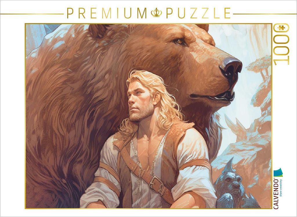 CALVENDO Puzzle Waldbewohner mit seinem Beschützer | 1000 Teile Lege-Größe 64x48cm Foto-Puzzle für glückliche Stunden