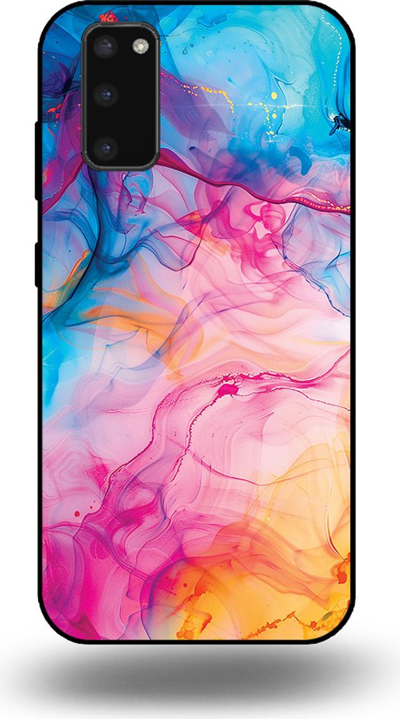 Smartphonica Telefon Fall geeignet für Samsung Galaxy S20 Plus mit Regenbogen Acryl Marmor Print - TPU Backcover Fall Regenbogen Acryl Marmor Design