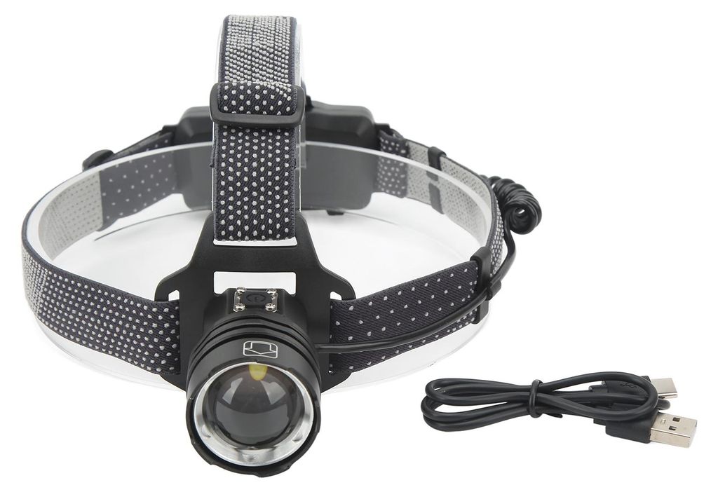 LED-Stirnlampe XHP50 Glühbirne TYP C Wiederaufladbarer Teleskop-Zoom Heller Scheinwerfer für Outdoor-Camping-Laufen