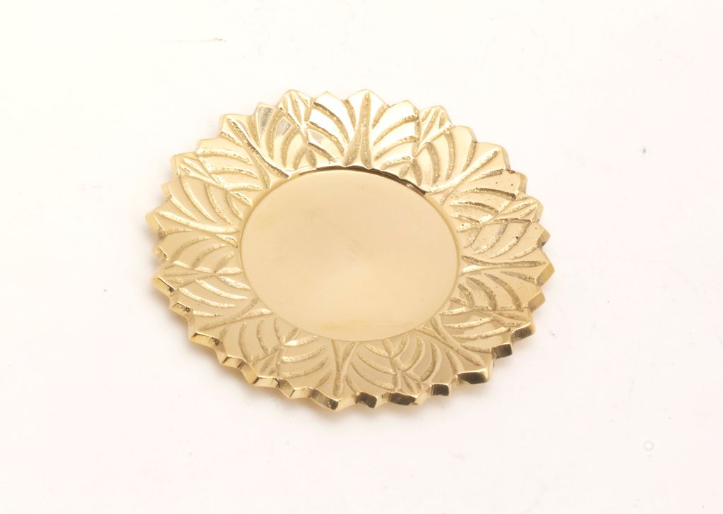 Kerzenteller, Sonnenteller, Messing Gold poliert, Ideal für Kerzen bis Ø 8 cm