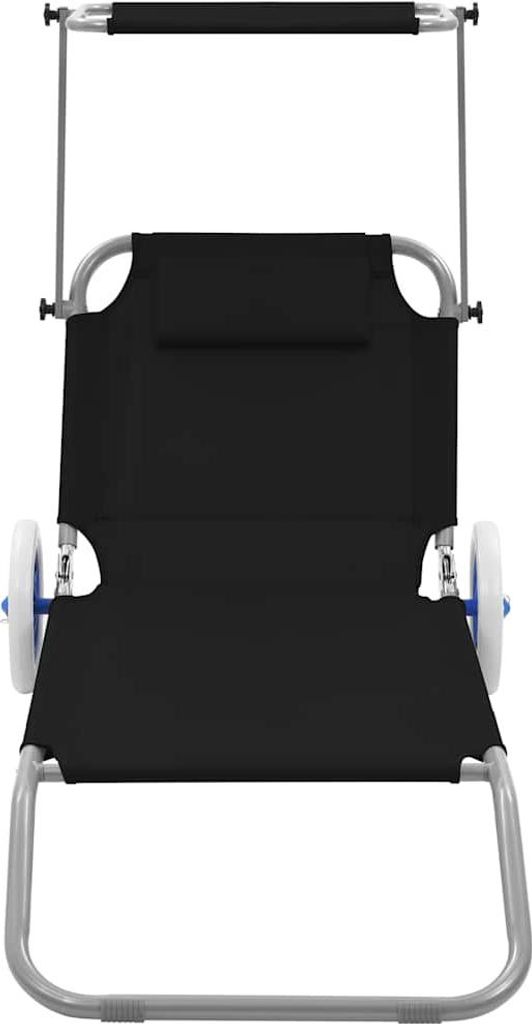 vidaXL Klappliege mit Sonnenschutz und Rädern Stahl Schwarz Produktbild 