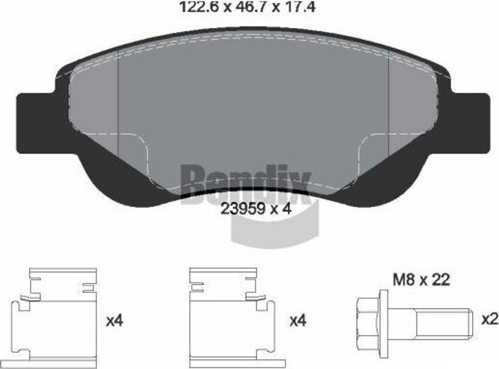 BENDIX Braking BPD1049 Bremsbelagsatz, Scheibenbremse OE 1611456980 kompatibel mit C1, 108, Aygo