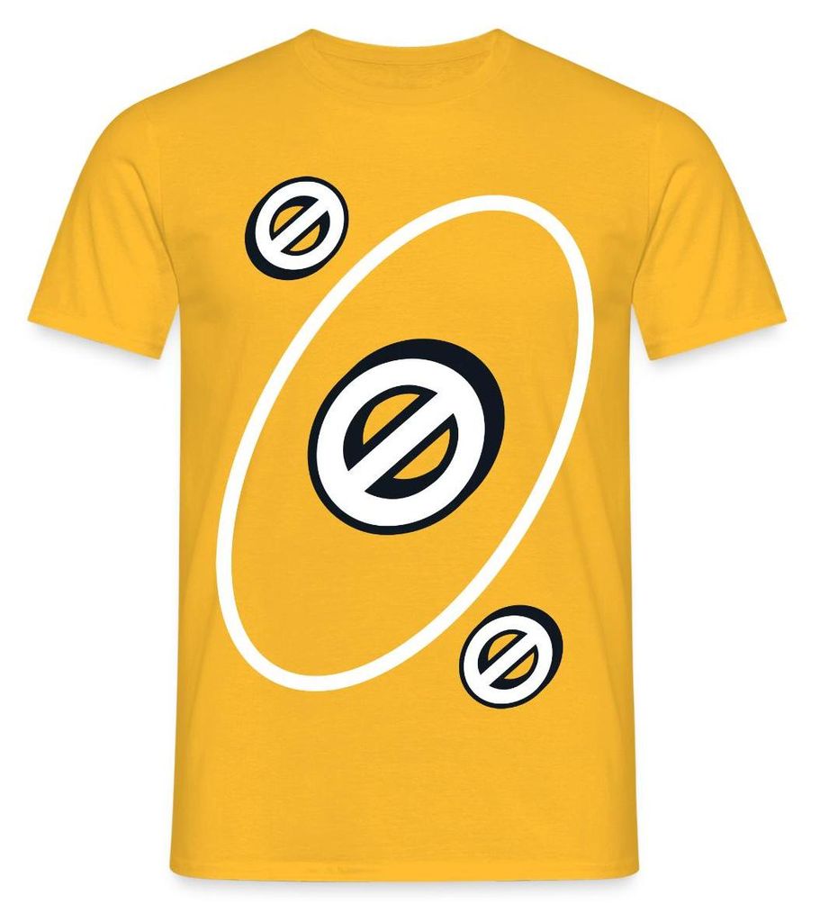 Spreadshirt UNO Karten Kostüm Aussetzen-Karte Karneval Männer T-Shirt, 3XL, Gelb