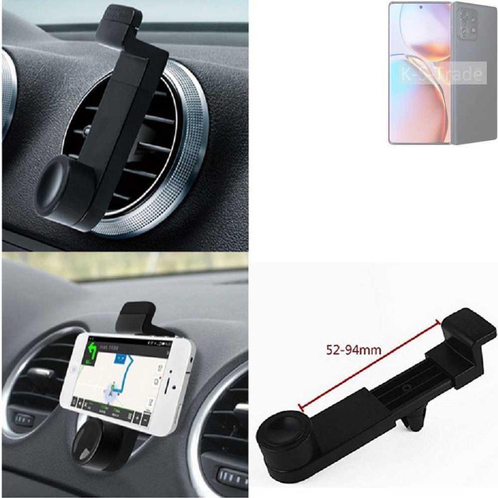 K-S-Trade Lüftungshalterung kompatibel mit Motorola Edge 2023 KFZ-Halterung Autohalterung Handy-halterung Lüftungsgitter Lüftungsschlitze Schwarz