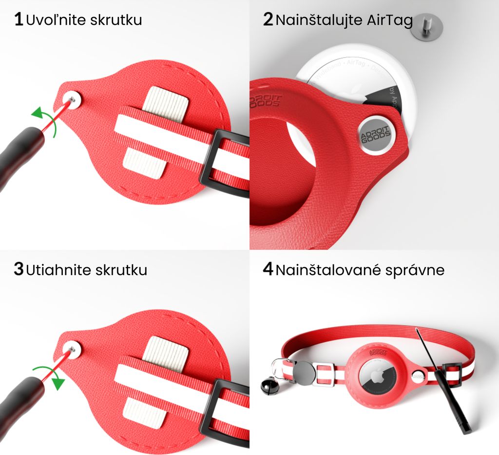 AdroitGoods Airtag Obojok pre mačky/psy - červený - Gps Obrázok produktu 3