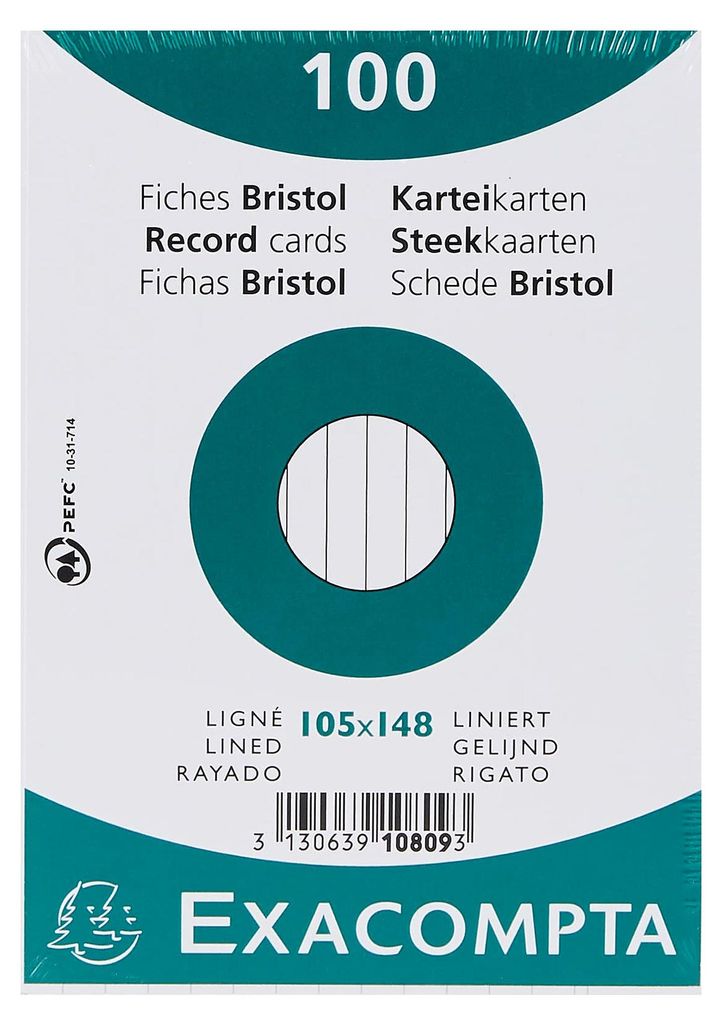 EXACOMPTA 10809SE Schede DIN A6 foderate di bianco Immagine del prodotto 