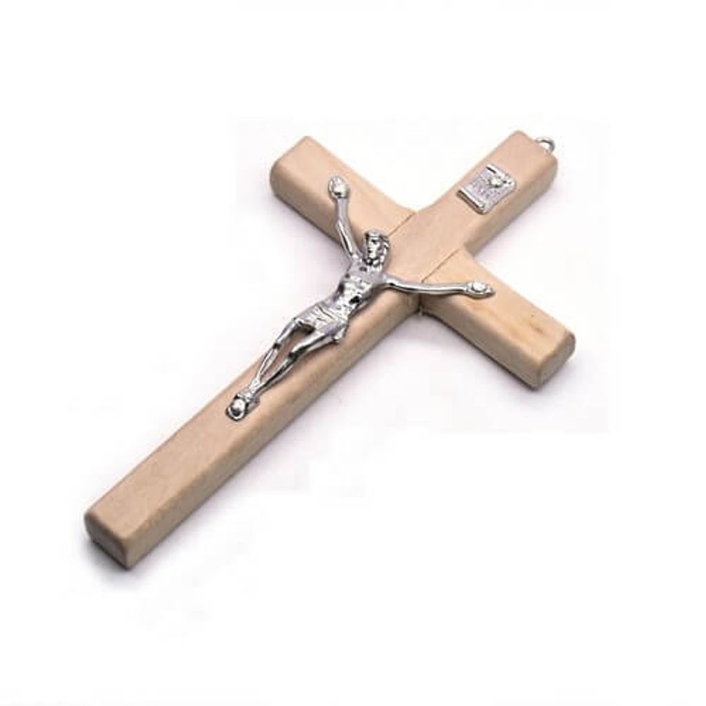 Dřevěný kříž na stěně 12cm světlo Obrázek produktu 