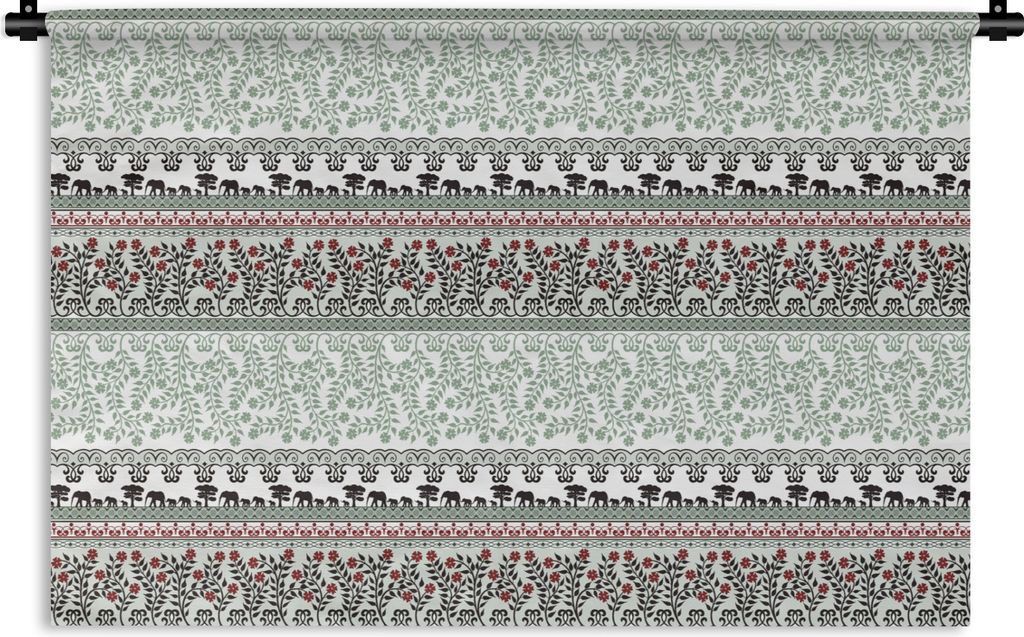 MuchoWow Wandteppich Wandbehang Pflanzen - Elefant - Muster 150x100 cm Tapisserie Dekoration Wandtuch - Waschbar - Tapisserien - Wand-Decke