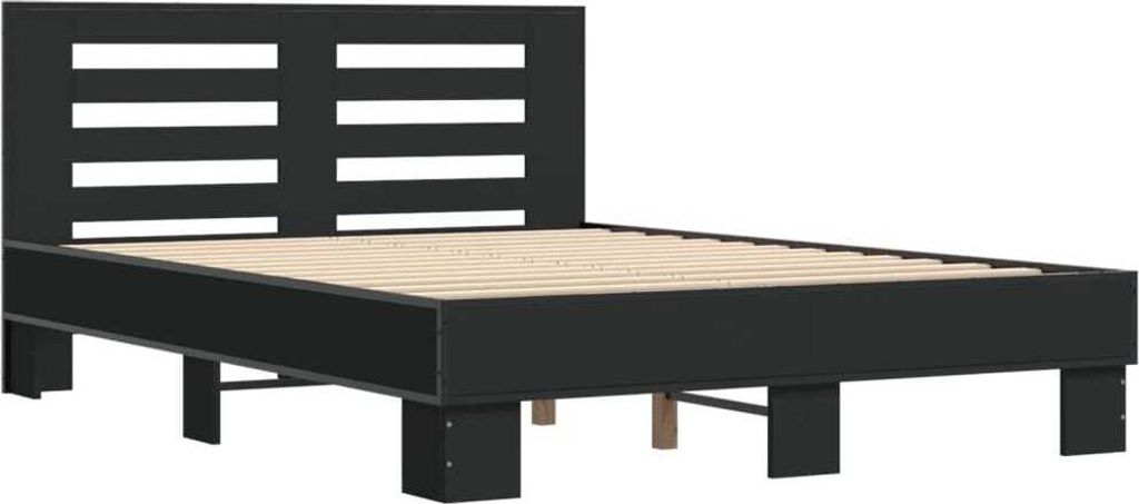 vidaXL Bettgestell Schwarz 135x190 cm Holzwerkstoff und Metall