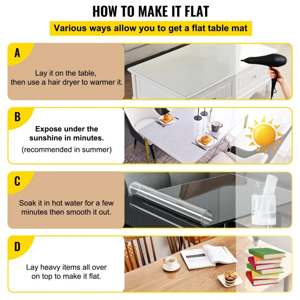 Nappe imperméable transparente en vinyle - Protection de table 91x152cm - 6
