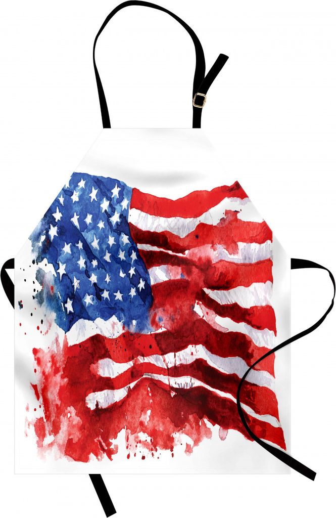 ABAKUHAUS Amerikanische Flagge Kochschürze, Nationaler Pinsel-Aquarell-Digital-Anschlag-unordentlicher Graffiti-Kunst-Entwurfs-Druck, Höhenverste...