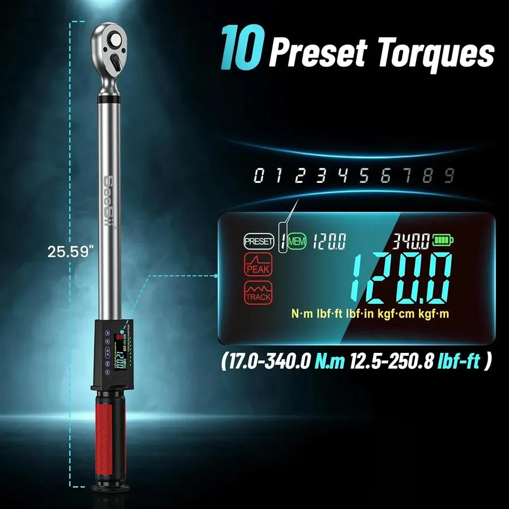 Clé dynamométrique 17-340 Nm numérique avec signal sonore et LED - 5