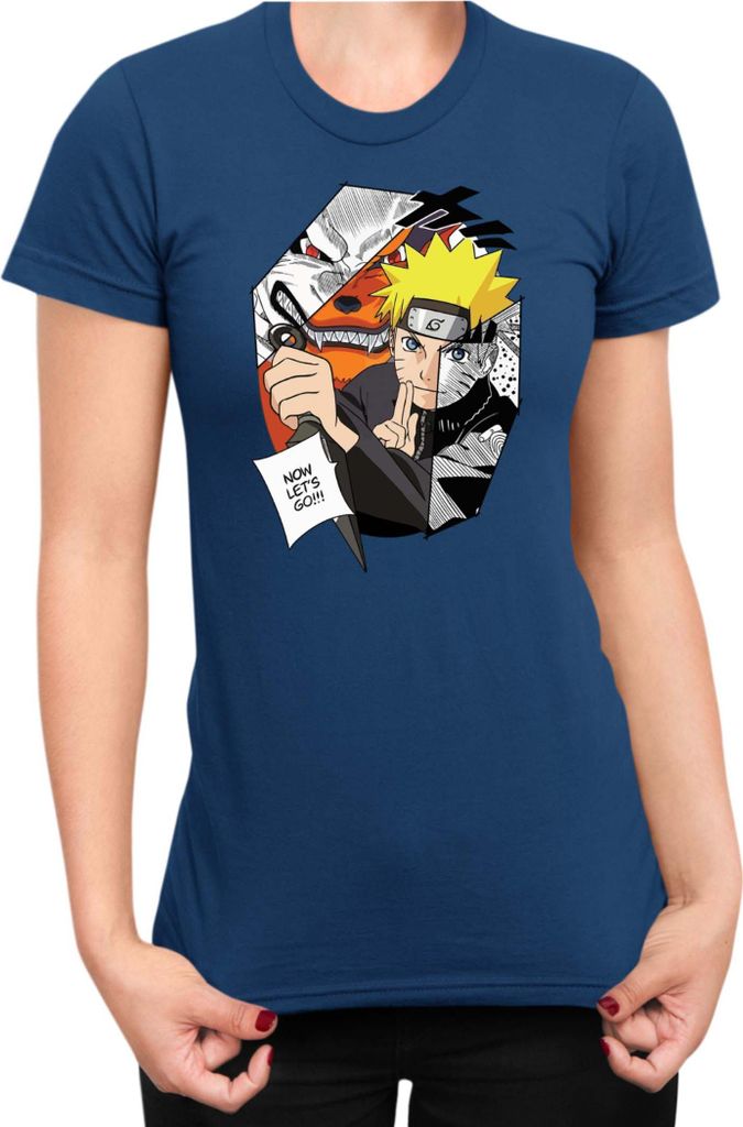 Damen T-Shirt Naruto Naruto & Kurama, Lady S / Dunkelblau