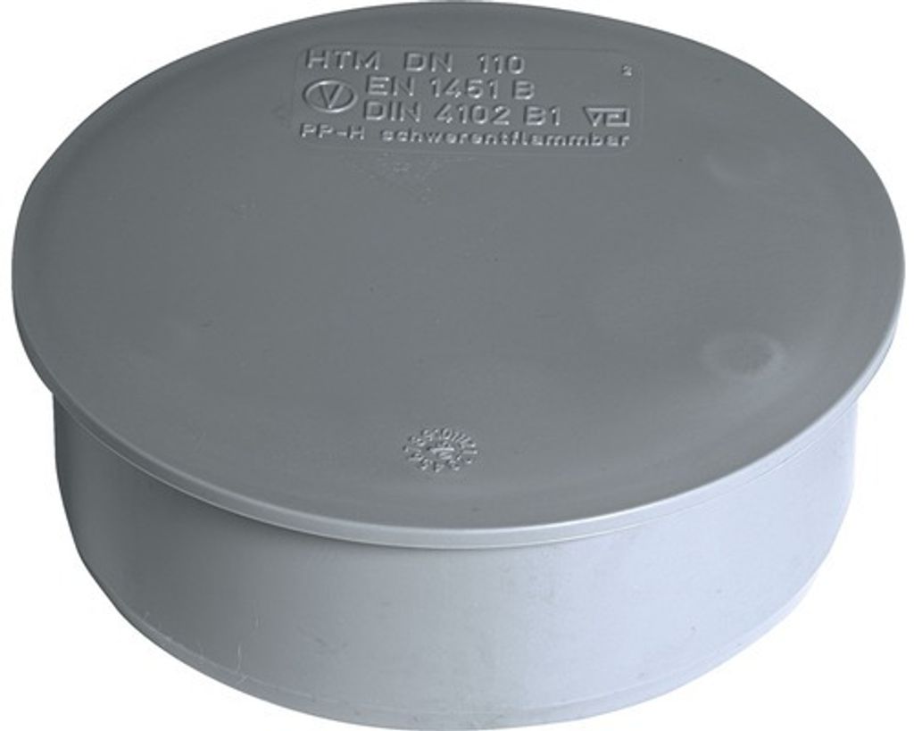 A gray pipe cap on a white background.
