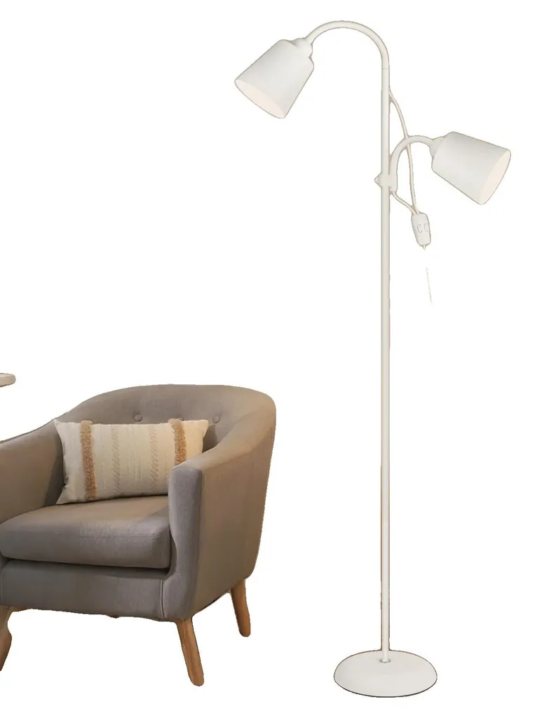 Lampadaire Blanc avec Tête Réglable et Structure Métallique Robuste