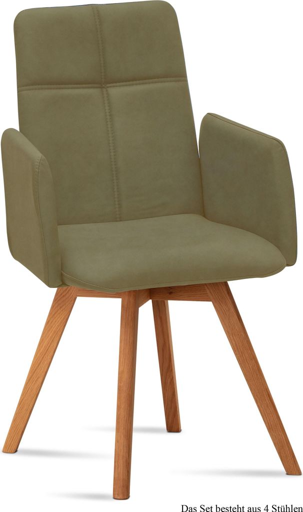 Armlehnstuhl (4er-Set) Dinah 52x92x60 Eiche geölt/Olivgrün
