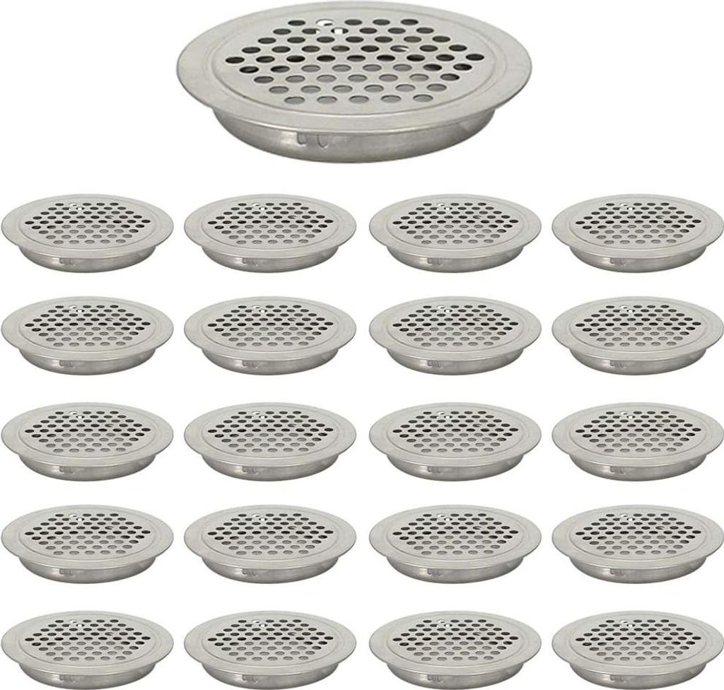 Die flache runde Luftventilation umfasst das rostfreie Edelstahl-Mesh-Loch für Schrank, Badezimmer, Büro, Küche, 20 Stück