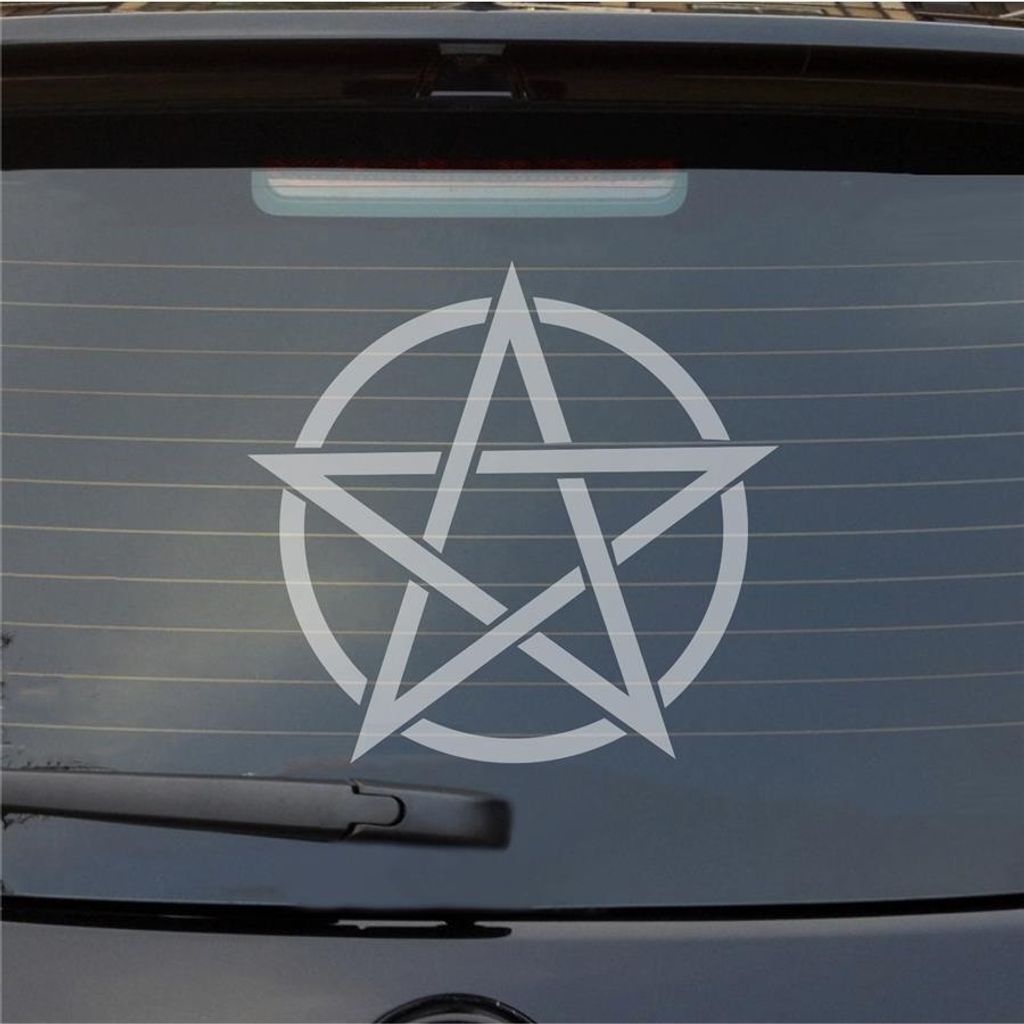 Heckscheibenaufkleber Pentagram Druidenfuß Gothic 54x51 cm Milchglas Auto Aufkleber Sticker